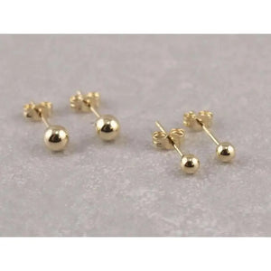 14K Solid Gold Minimalist Round Ball Stud Earrings - 4mm, 7mm, & 8mm Options.