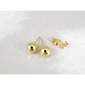 14K Solid Gold Minimalist Round Ball Stud Earrings - 4mm, 7mm, & 8mm Options.