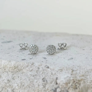 14K Solid Gold round Pave Diamond Studs