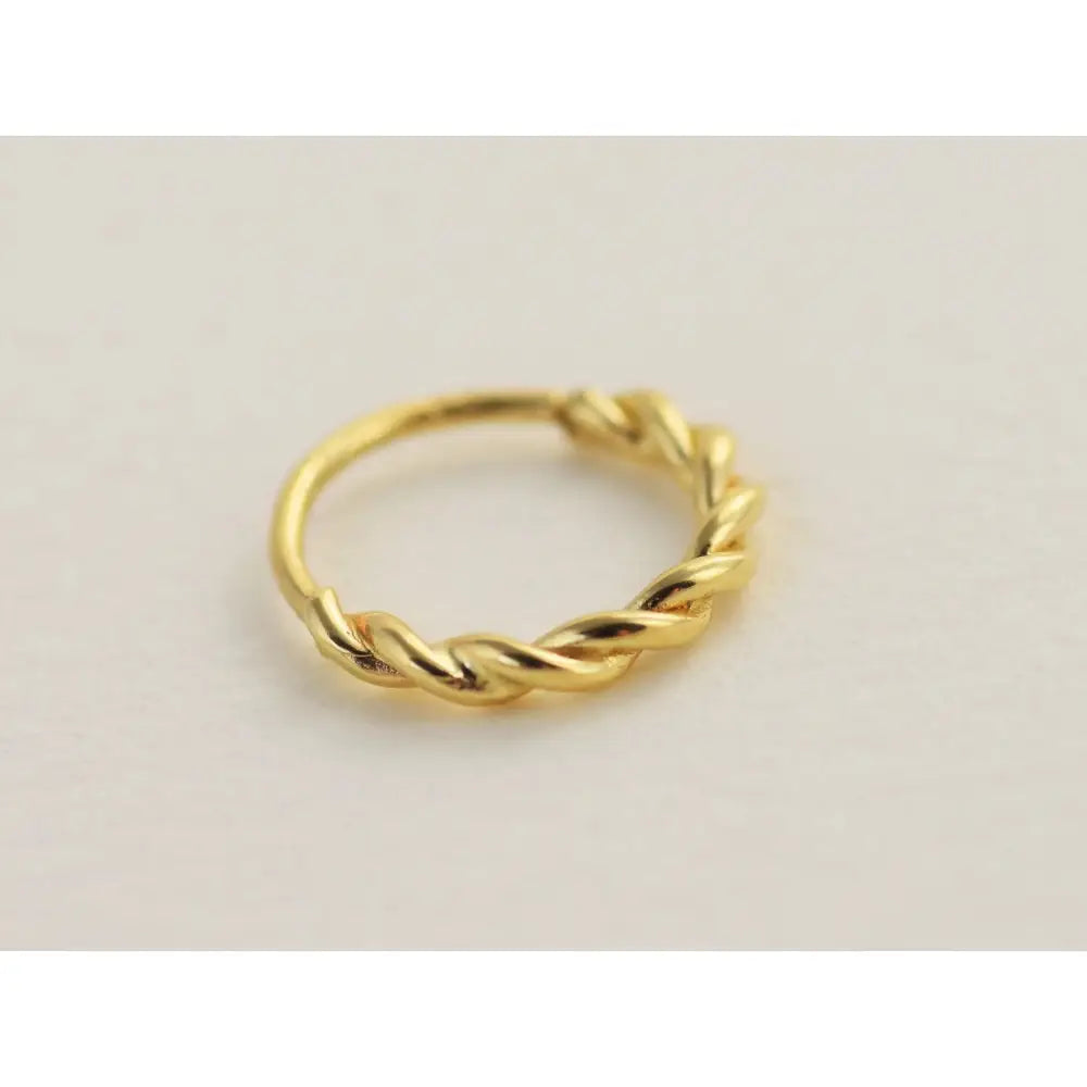 14K Solid Gold Snug Fit Helix Hoop - Elegant Tragus Cartilage Piercing Ring.