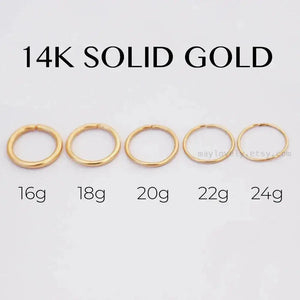 14K Solid Gold Snug Fit Helix Hoop - Elegant Tragus Cartilage Piercing Ring.