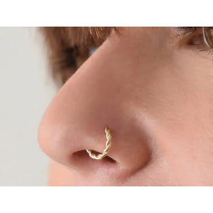 14K Solid Gold Snug Fit Helix Hoop - Elegant Tragus Cartilage Piercing Ring.