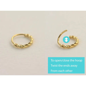 14K Solid Gold Snug Fit Helix Hoop - Elegant Tragus Cartilage Piercing Ring.