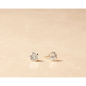 14K Solid Gold Stud Earring, Studs, Diamond Stud Earrings, Minimalist Dainty Earrings, CZ Stud Earrings, Screw Flat Back Earring, Tiny Round