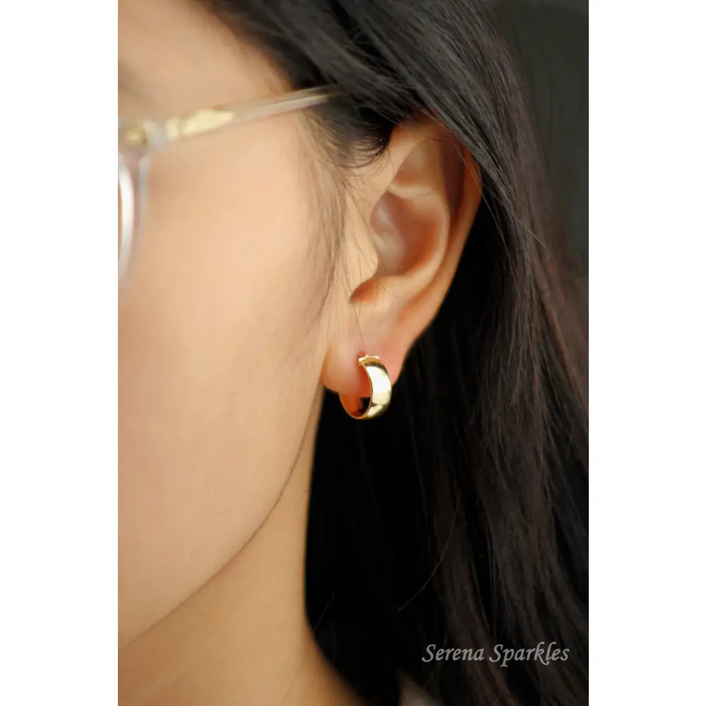 14K Solid Gold Thick Hoops, Real Gold Hoop Earrings, Everyday Minimalist Hoop Earrings, Gold Thick Hoops, Chunky Gold Hoops, 10Mm Gold Hoops