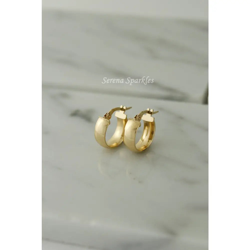 14K Solid Gold Thick Hoops, Real Gold Hoop Earrings, Everyday Minimalist Hoop Earrings, Gold Thick Hoops, Chunky Gold Hoops, 10Mm Gold Hoops