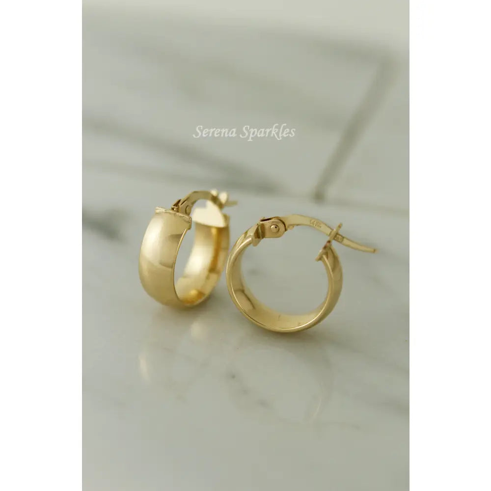 14K Solid Gold Thick Hoops, Real Gold Hoop Earrings, Everyday Minimalist Hoop Earrings, Gold Thick Hoops, Chunky Gold Hoops, 10Mm Gold Hoops