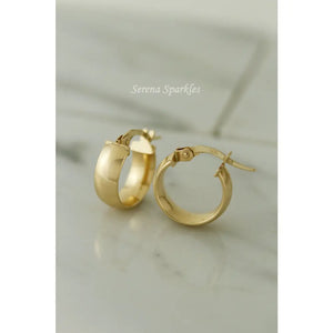 14K Solid Gold Thick Hoops, Real Gold Hoop Earrings, Everyday Minimalist Hoop Earrings, Gold Thick Hoops, Chunky Gold Hoops, 10Mm Gold Hoops