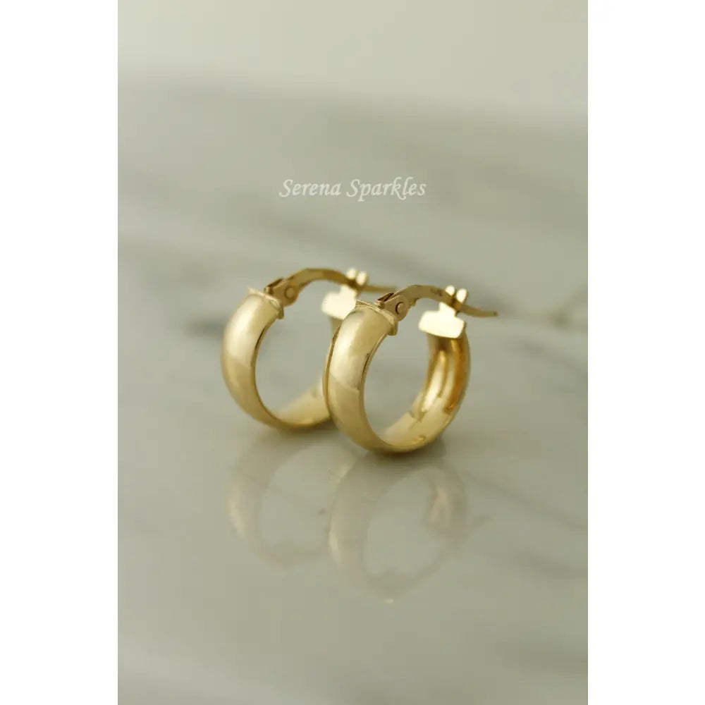 14K Solid Gold Thick Hoops, Real Gold Hoop Earrings, Everyday Minimalist Hoop Earrings, Gold Thick Hoops, Chunky Gold Hoops, 10Mm Gold Hoops