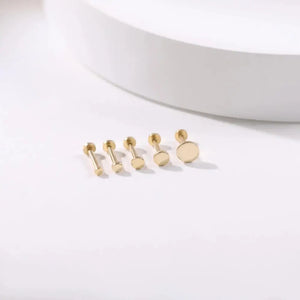 14K Solid Gold Tiny Dot Flat Back Stud - Sparkling Studs for Cartilage, Helix, Tragus & Nose Piercings.