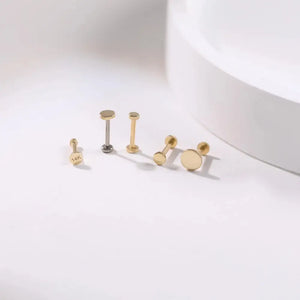14K Solid Gold Tiny Dot Flat Back Stud - Sparkling Studs for Cartilage, Helix, Tragus & Nose Piercings.