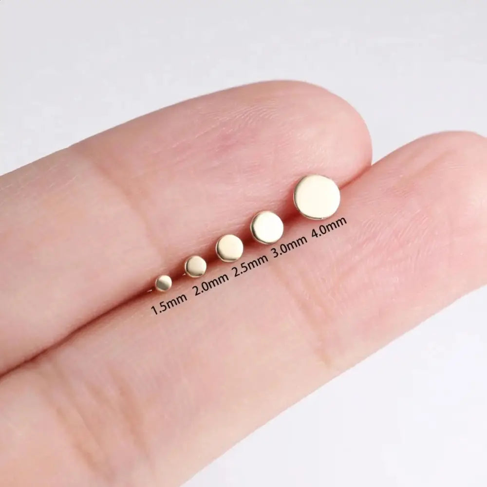 14K Solid Gold Tiny Dot Flat Back Stud - Sparkling Studs for Cartilage, Helix, Tragus & Nose Piercings.