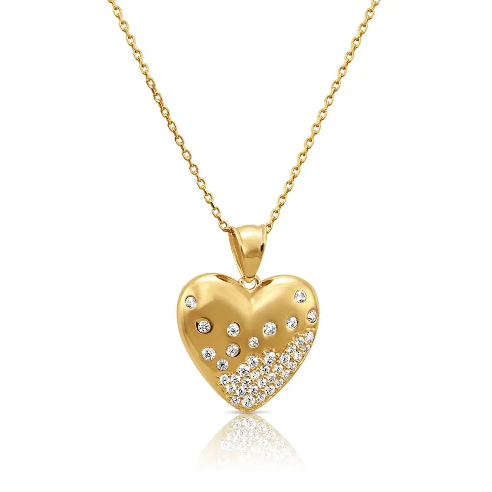 14K Solid Yellow Gold Heart Pendant, with 18" Cable Chain Necklace