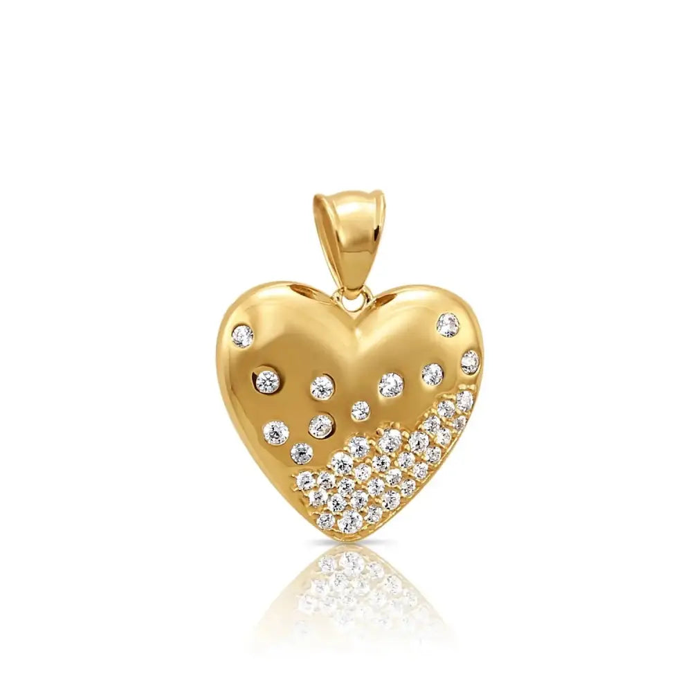 14K Solid Yellow Gold Heart Pendant, with 18" Cable Chain Necklace