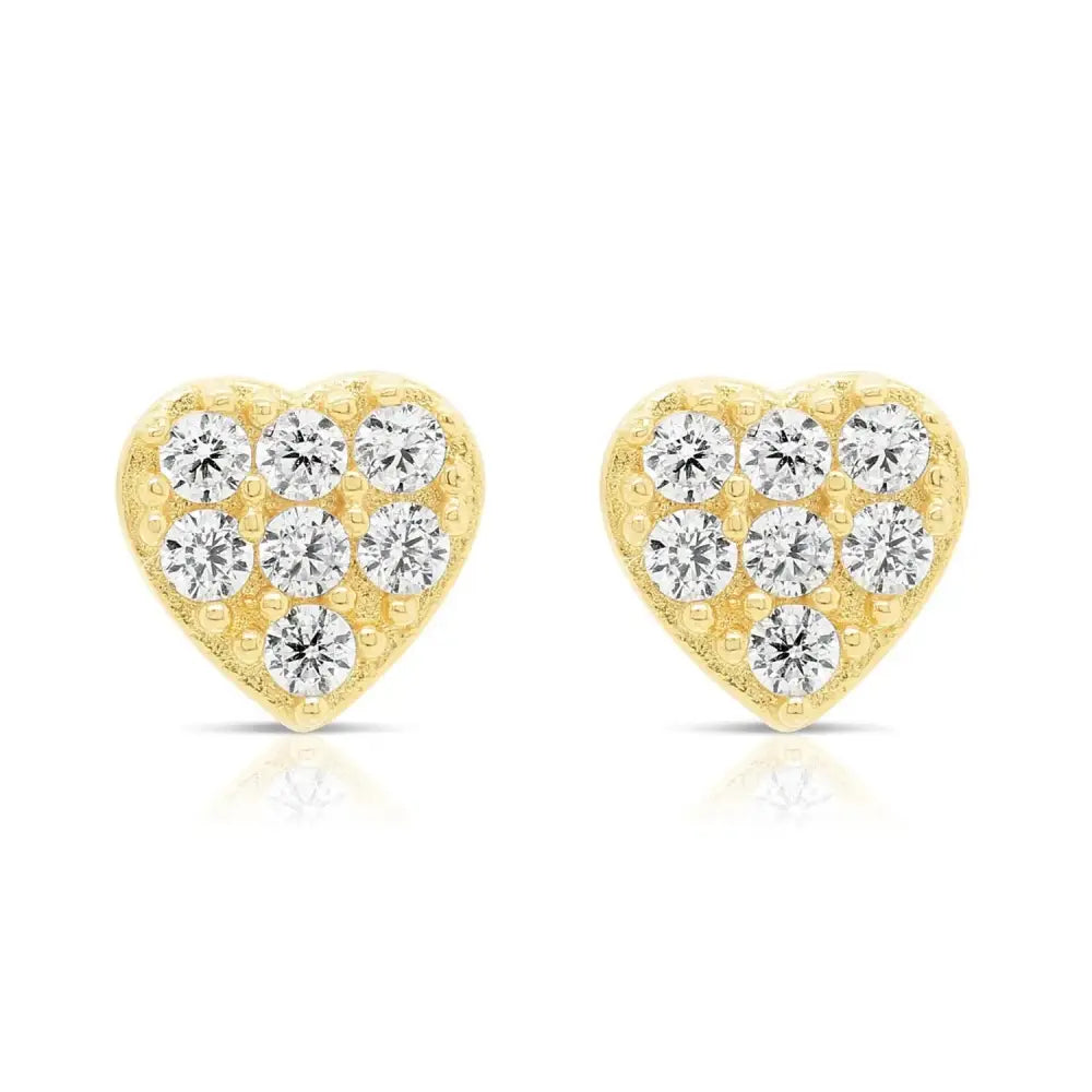 14K Solid Yellow Gold Heart Shape Stud Earrings for Women and Children, Geometric Stud Earrings, Tiny Studs, by TILO Jewelry