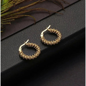 14K Solid Yellow Gold Minimalist Dainty Dorica Beaded Ball Huggie Hoop Earrings - Perfect Gift for Her!