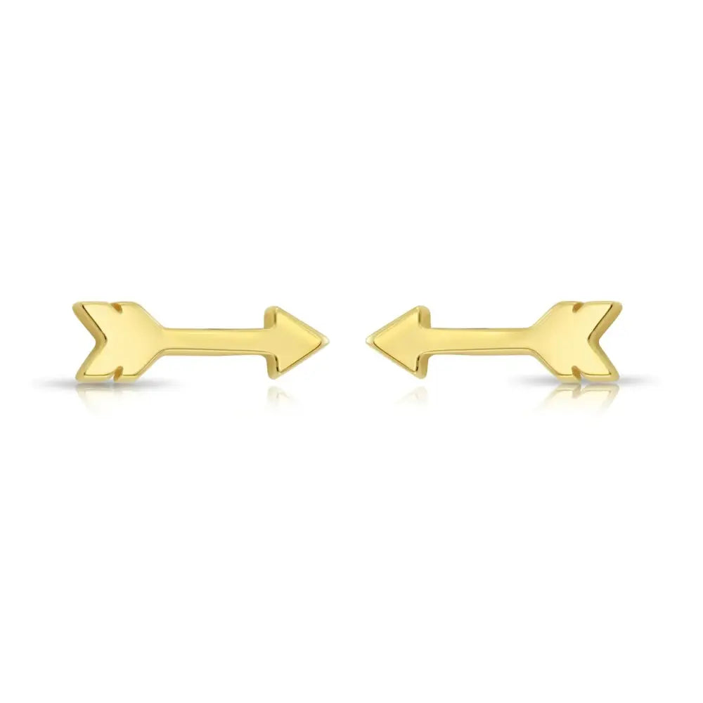 14K Solid Yellow Gold Tiny Arrow Studs, with Screw on Screwbacks