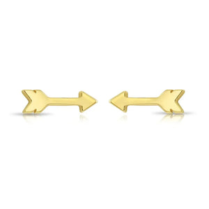 14K Solid Yellow Gold Tiny Arrow Studs, with Screw on Screwbacks