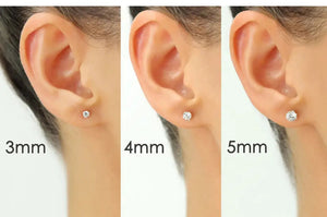 14K White Gold and Cubic Zirconia Stud Earrings, Silicone Pushback
