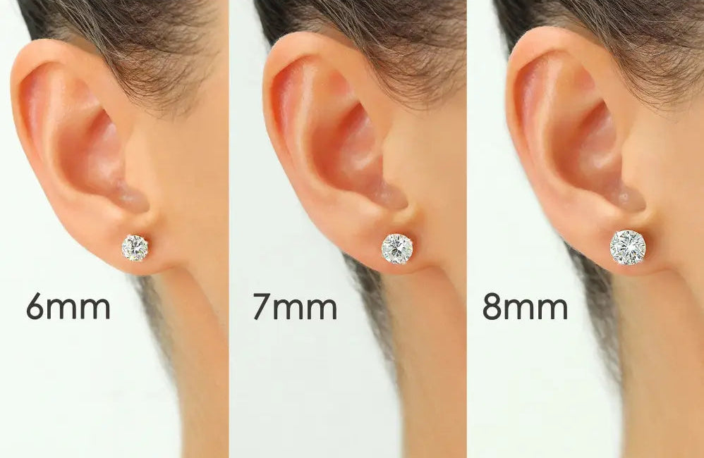 14K White Gold and Cubic Zirconia Stud Earrings, Silicone Pushback