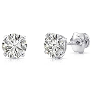 14K White Gold Classic Solitaire Simulated Diamond Studs, Screwback