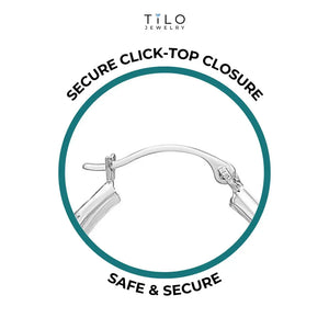 14K White Gold Classy Diamond-Cut Hoop Earrings, Hand Engraved Special Quality Hoops, Made in the USA, by TILO Jewelry