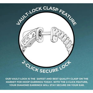 14K White Gold Diamond Half Eternity Huggie Hoop Earrings - 0.57 Carat Total Weight