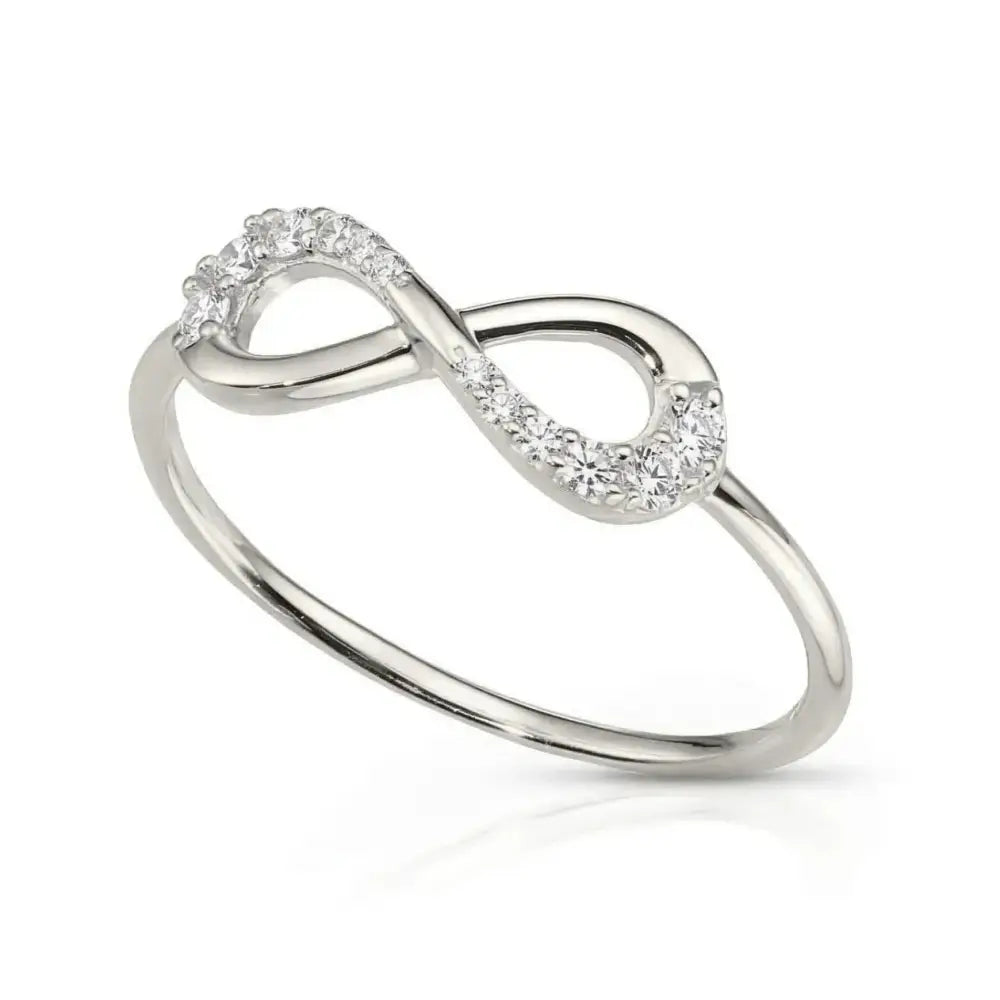 14K White Gold Diamond Infinity Ring - 0.14Ctw Elegant Forever Love Gift for Her, Perfect for Anniversaries & Everyday Wear.