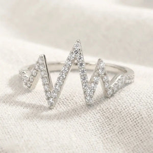 14K White Gold Lab Diamond Heartbeat Ring 0.21ct – Perfect Symbol of Love for Her, Ideal for Anniversaries & Romantic Gifts.