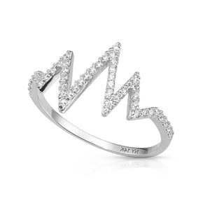 14K White Gold Lab Diamond Heartbeat Ring 0.21ct – Perfect Symbol of Love for Her, Ideal for Anniversaries & Romantic Gifts.