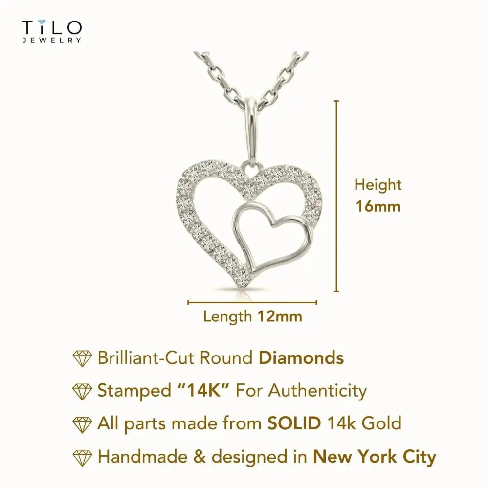 14K White Gold Lab Diamond Open Heart Pendant Necklace - 0.17 Carats of Dazzling Elegance.