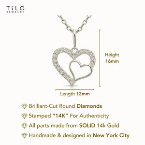 14K White Gold Lab Diamond Open Heart Pendant Necklace - 0.17 Carats of Dazzling Elegance.