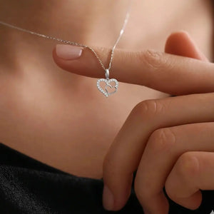 14K White Gold Lab Diamond Open Heart Pendant Necklace - 0.17 Carats of Dazzling Elegance.