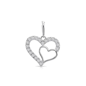 14K White Gold Lab Diamond Open Heart Pendant Necklace - 0.17 Carats of Dazzling Elegance.