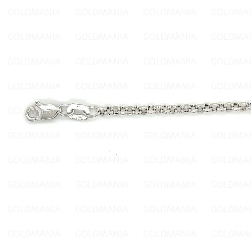 14K White Gold round Link Anklet - 2.0Mm, 10 Inch