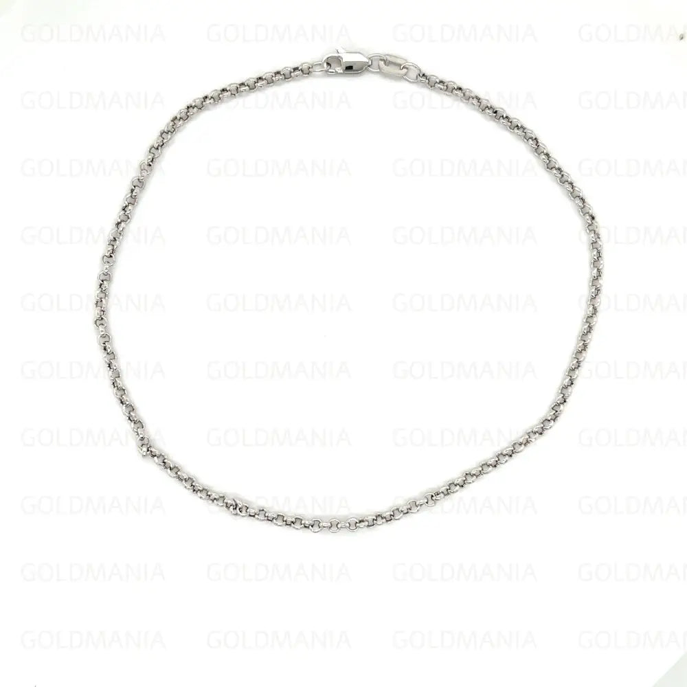 14K White Gold round Link Anklet - 2.0Mm, 10 Inch