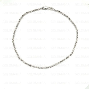 14K White Gold round Link Anklet - 2.0Mm, 10 Inch