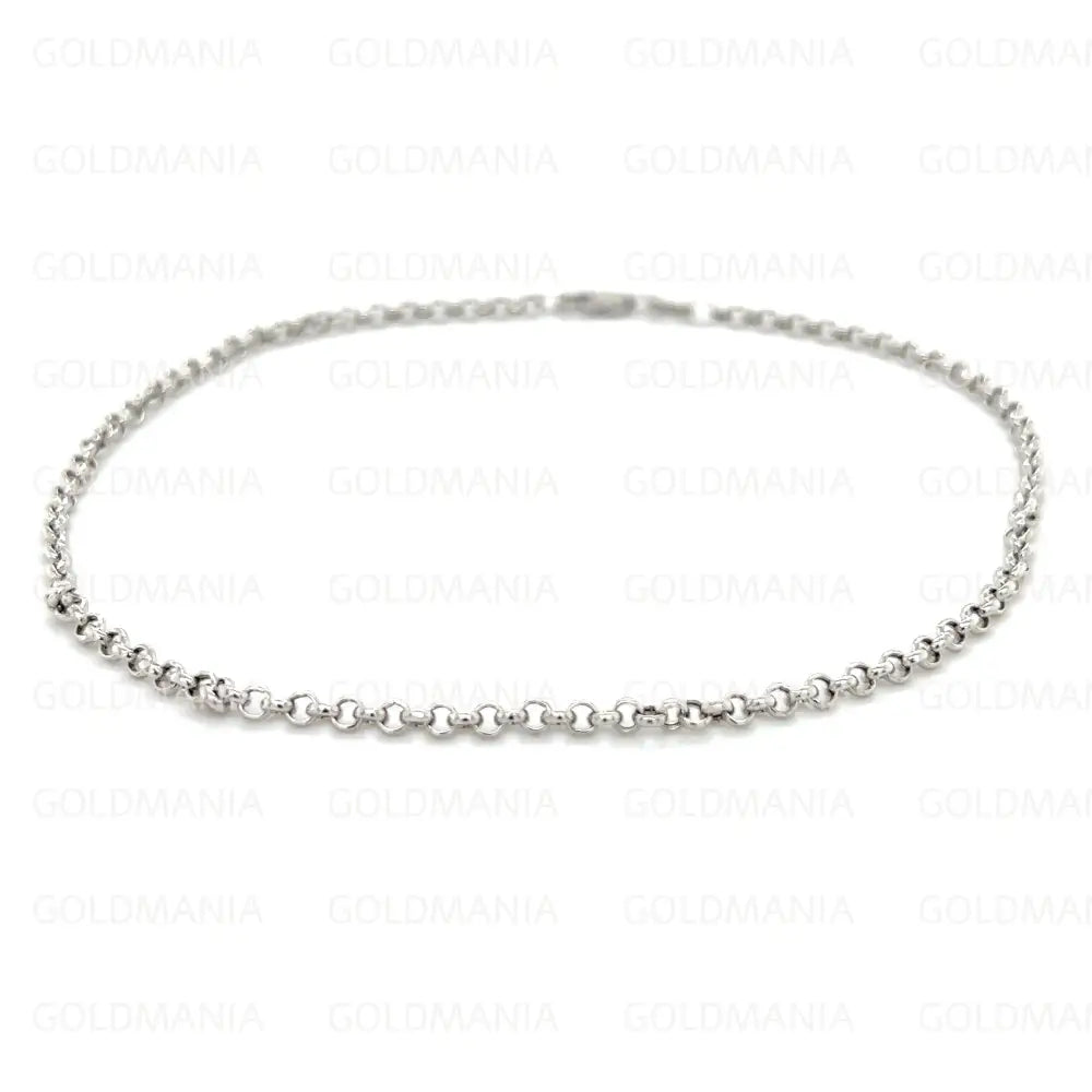 14K White Gold round Link Anklet - 2.0Mm, 10 Inch