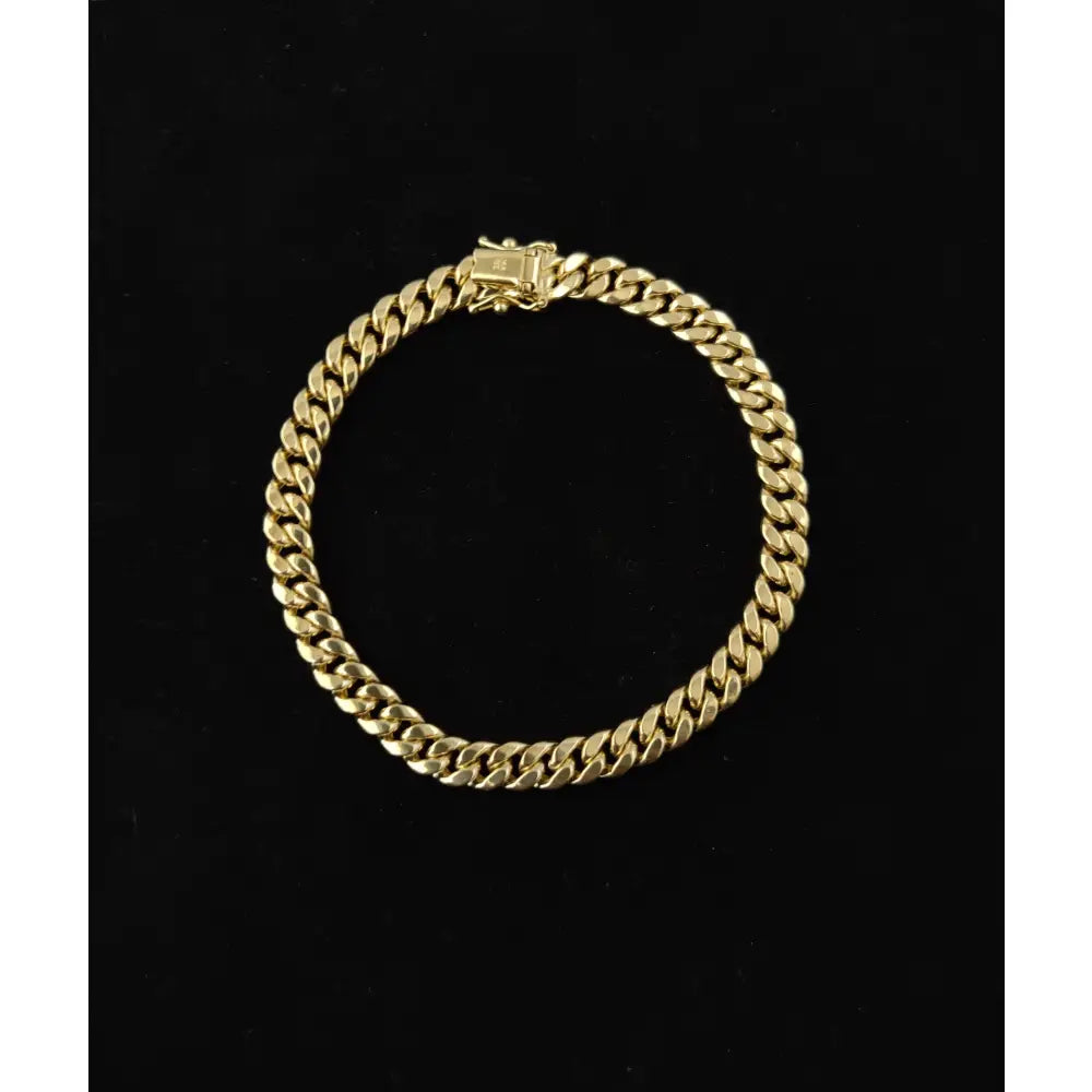 14K Yellow Gold 5.8Mm Miami Cuban Chain Bracelet Box Clasp Lock Real 14K Yellow Gold, Men and Women,14K Gold Bracelet, 14K Gold Miami Cuban