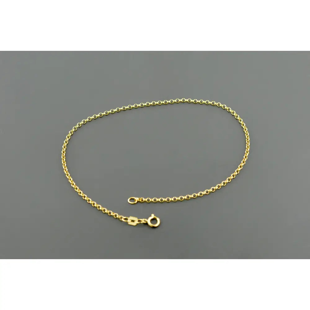 14K YELLOW GOLD ANKLET | 1.9MM Wide | round Rolo Link 9 Inch Anklet | Spring Ring Clasp | Free Shipping 1-Day | Gift Box Included