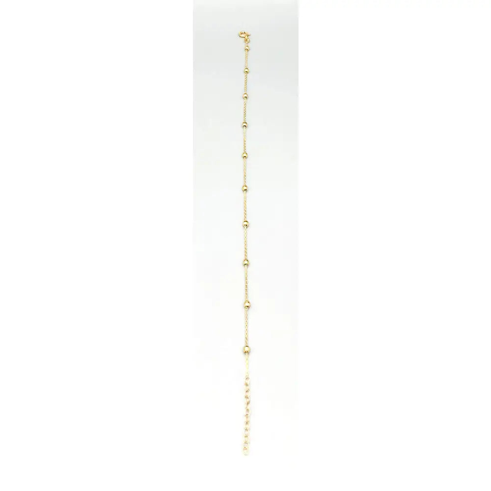 14K Yellow Gold Anklet with Small Beads, Italian Handmade