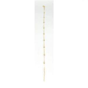 14K Yellow Gold Anklet with Small Beads, Italian Handmade