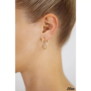 14K Yellow Gold Classic 1 Inch Polished Hoops, 25Mm, Everyday Medium Size Hoops, Handmade Jewelry Gift, by TILO Jewelry