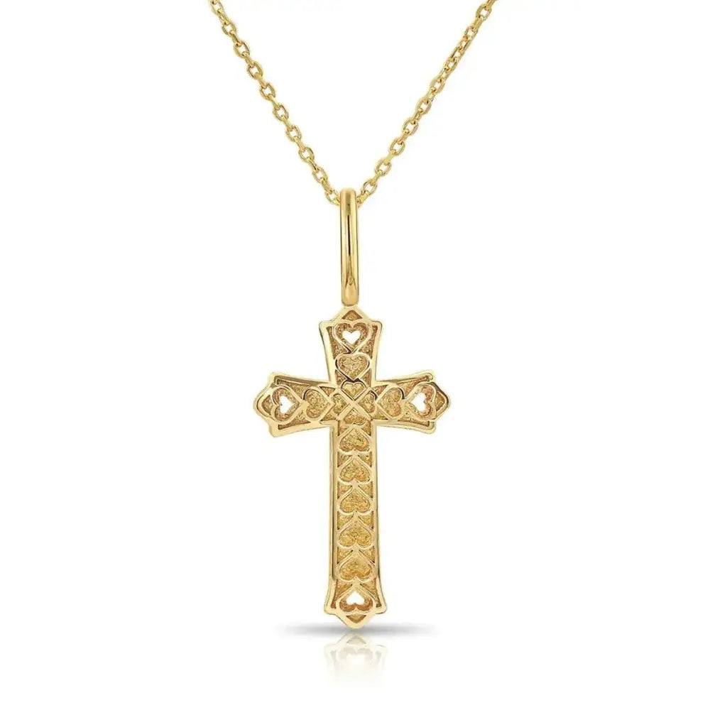 14K Yellow Gold Classic Cross Pendant Necklace - Timeless Elegance for Every Occasion.
