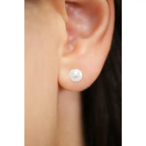 14K Yellow Gold Classy Freshwater Pearl Stud Earrings, 7Mm