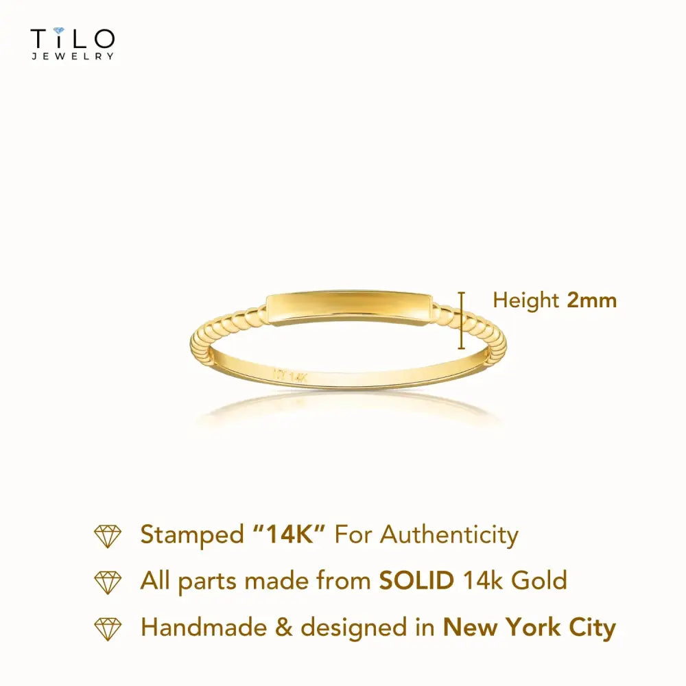 14K Yellow Gold Dainty Bar Ring