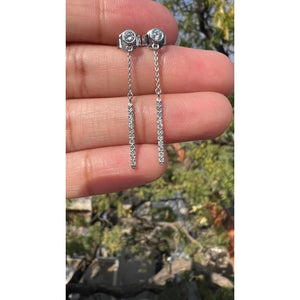 14K Yellow Gold Diamond Bar Drop Earrings: Minimalist Fine Jewelry