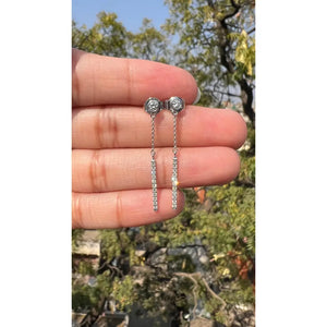 14K Yellow Gold Diamond Bar Drop Earrings: Minimalist Fine Jewelry