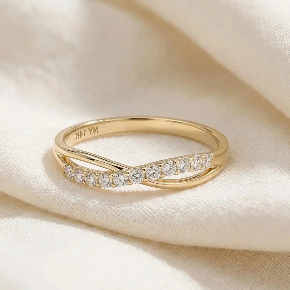 14K Yellow Gold Diamond Infinity Ring – Timeless 0.16ctw Forever Love Gift for Her, Perfect for Anniversaries & Romantic Occasions.