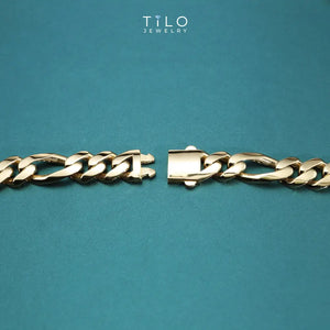 14K Yellow Gold Figaro Link Chain Bracelet, Sizes 7.25In-8.25In